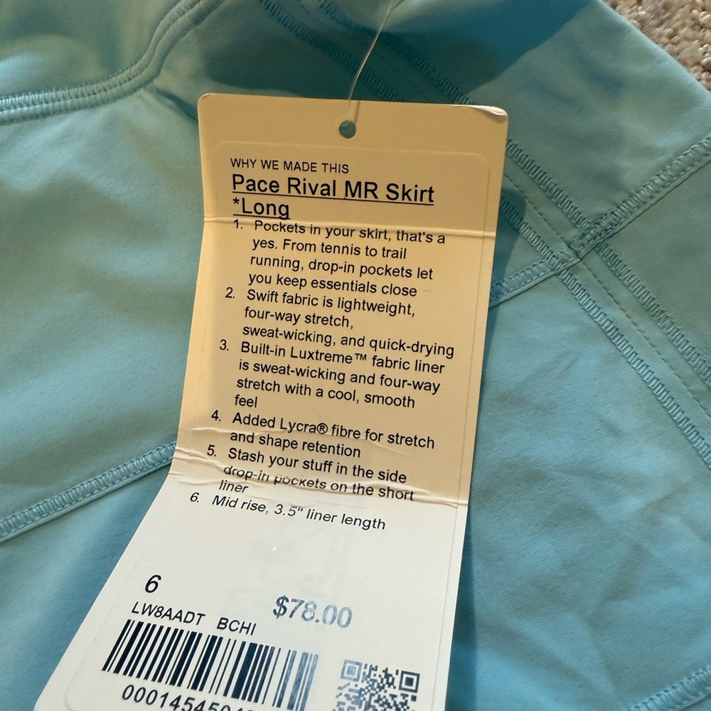 Lululemon Athletica Pace Rival Skirt in Soft Blue